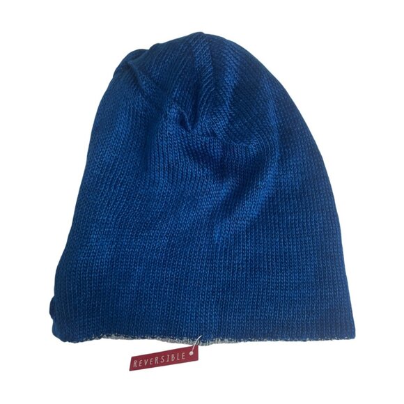 West Virginia Mountaineers Reversible Beanie Hat Womens Blue Gray Knit Warm - Picture 4 of 8